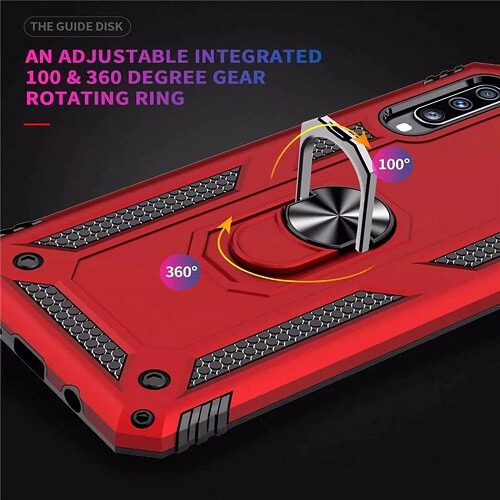 Samsung Galaxy A50 Case Rose Gold Military Grade 360 Degree Rotating Metal Magnetic Ring Car Mount Holder Kickstand Shockproof Heavy Duty Cover