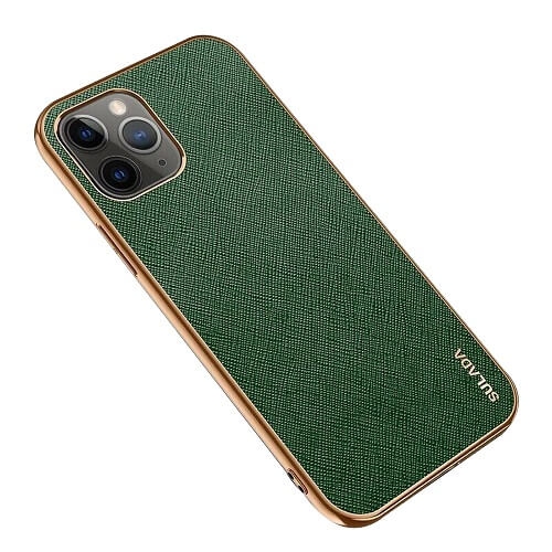 SUPERSHIELD  for Apple Iphone 12 Pro Leather Soft Luxury Stream Plating Elegant Cover Case In Green