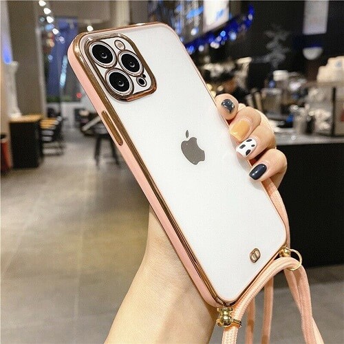 SUPERSHIELD  for Apple Iphone 12 Pro Max Smart Shockproof Luxury Stream Electro Plating Elegant Cover Case In Pink
