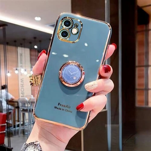 SUPERSHIELD  Apple Iphone 11 Ring Case Luxury Stream Plating Elegant Cover Case In Grey