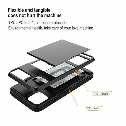 For Apple iPhone XS Max Black Shockproof Card Slot Wallet Heavy Duty Case Tough 360 Cover Case