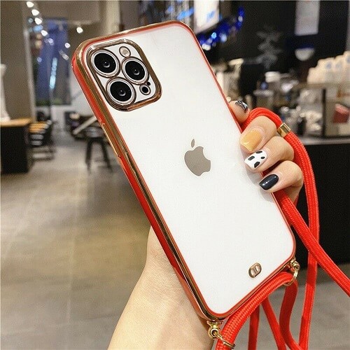 SUPERSHIELD  for Apple Iphone 12 Pro Max Smart Shockproof Luxury Stream Electro Plating Elegant Cover Case In Red