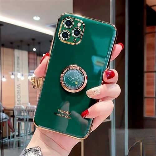 SUPERSHIELD  for Apple Iphone 11 Pro Dark Ring Case Luxury Stream Plating Elegant Cover Case In Green