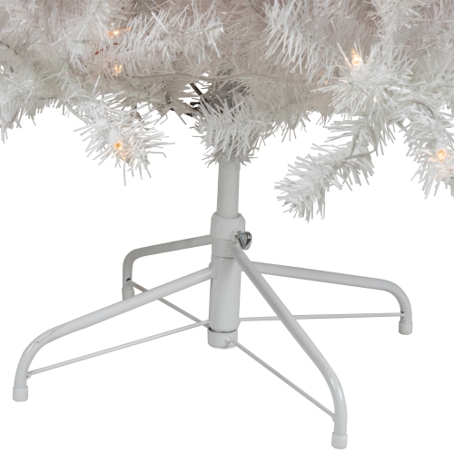 Sapin de Noël artificiel mince et floqué blanc pré-éclairé - 7,5 pi - lumières à DEL blanc chaud