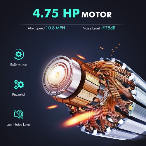 SuperFit 4.75HP Folding Treadmill w/Preset Programs Touch Screen Voice/APP/Remote Control