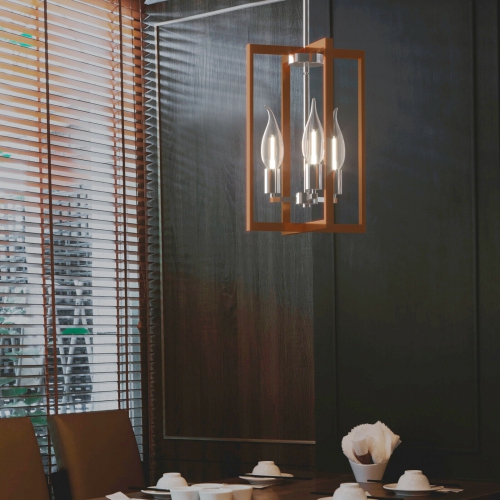 Gymax 3-Lights Pendant Lamp Flush Mount Geometric Metal Chandelier w/ Iron Lamp Shade