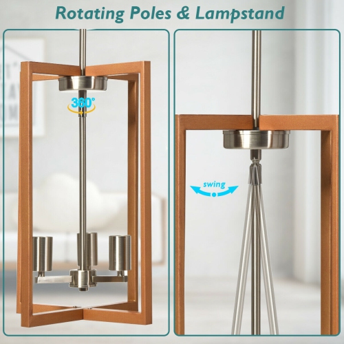 Gymax 3-Lights Pendant Lamp Flush Mount Geometric Metal Chandelier w/ Iron Lamp Shade