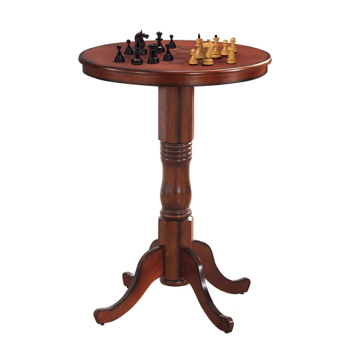 Gymax 42" Pub Bar Round Table Chess Table Bistro Vintage W/Checker Top & Pedestal Base