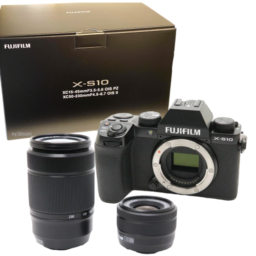 Fujifilm X-S10 Mirrorless Digital Camera with XC15-45mm + XC50-230mm Lens - Brand New