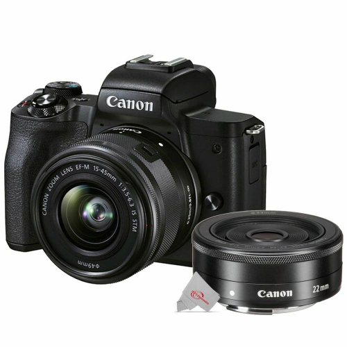 Canon EOS M50 Mark II LTD Edition Bundle (Black) (Includes EF-M 15-45mm & EF-M 22mm Lens) - Brand New