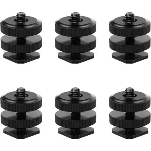 6 Pcs Camera Hot Shoe Mount to 1/4'-20 Tripod Screw Adapter, 1/4' Screw Adapter for Camera Flash Hot Shoe Mount DSLR Camera Rig