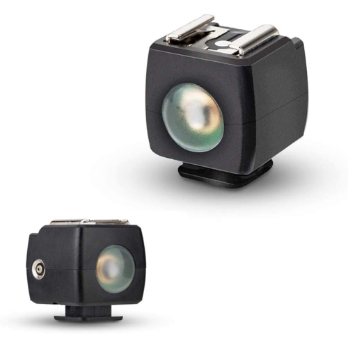 Optical Flash Slave Trigger Hot Shoe Sync Adapter with PC Socket, Optical Sensor & 1/4'-20 Threaded Socket Cold Shoe for All Flashes Speedlight with