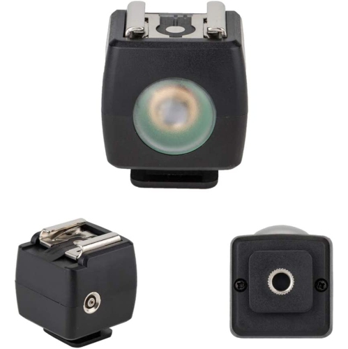 Optical Flash Slave Trigger Hot Shoe Sync Adapter with PC Socket, Optical Sensor & 1/4'-20 Threaded Socket Cold Shoe for All Flashes Speedlight with