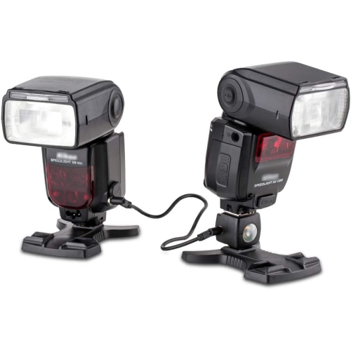 Optical Flash Slave Trigger Hot Shoe Sync Adapter with PC Socket, Optical Sensor & 1/4'-20 Threaded Socket Cold Shoe for All Flashes Speedlight with