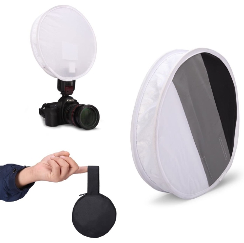 31cm Flash Disc Portable Speedlight Softbox & Grey/White/Black Card Board White Balance on DSLR Camera