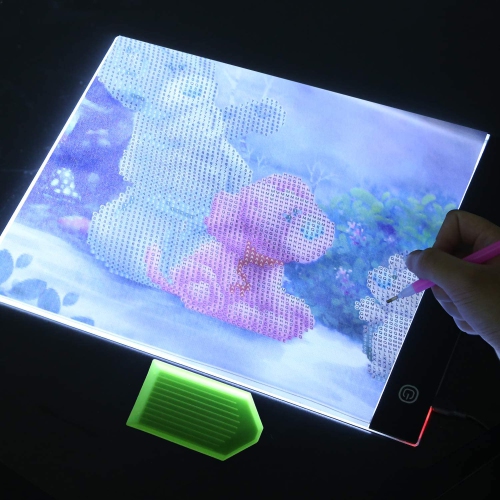 A4 LED Light Pad for Diamond Painting Kit - Ultrathin & Three Kinds Of - Brightness Adjustment LED Light Pad Board with Felt Handbag Apply to 5D Diamond Painting Embossing
