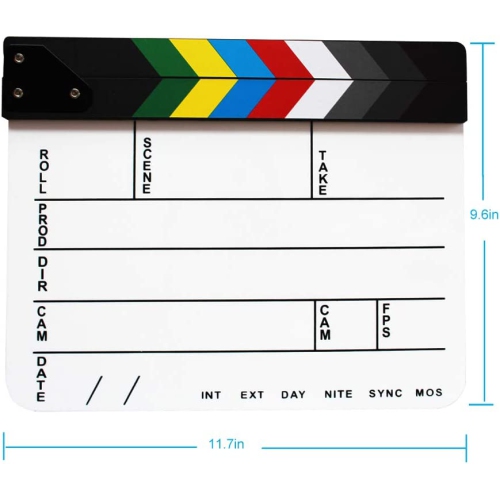 Acrylic Film Directors Clapboard, Hollywood Filming Slate Movie Clapboard Decoration Larger Scene Clapper Board with a Magnetic Blackboard Eraser and