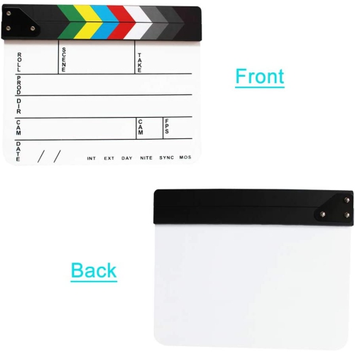 Acrylic Film Directors Clapboard, Hollywood Filming Slate Movie Clapboard Decoration Larger Scene Clapper Board with a Magnetic Blackboard Eraser and