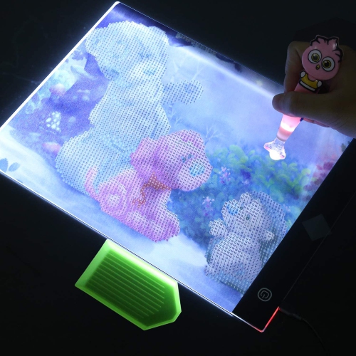 A4 LED Light Pad for Diamond Painting, Super Bright USB Powered Light Board Kit with Detachable Stand, and Black Pad Clip