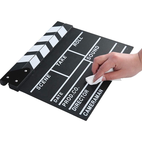 Movie - Clap Board, Hollywood Clapper Board, film accessoire pour claquette en bois avec noir et blanc, 12 x 11 pi, crayon blanc effaçable