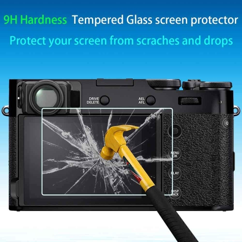 X100V Screen Protector for Fujifilm X100V Fuji Film Digital Camera [3Pack] with Hot Shoe Cover, 0.3mm 9H Hardness Tempered Glass Cover Anti-Scrach