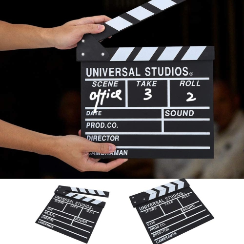 Movie Director Clapboard, Professional Vintage Action Scene Clapperboard Studio Video TV Movie Film Clap Board Prop Slate Cut Action Scene Clapper Hollywood Director