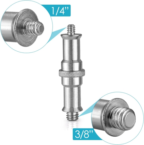 2 Pieces Standard 1/4 to 3/8 inch Metal Male Convertor Threaded Screw Adapter Spigot Stud for Studio Light Stand, Hotshoe/Coldshoe Adapter, Ball