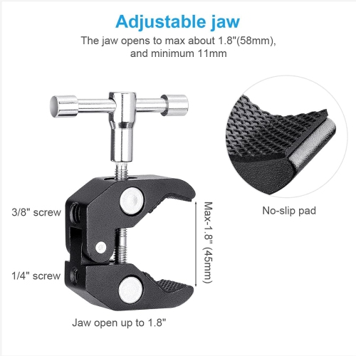 Bras articulé Magic Arm + Super Clamp pour caméra, moniteur ACL, lampe vidéo DEL de 11 po de Fomito