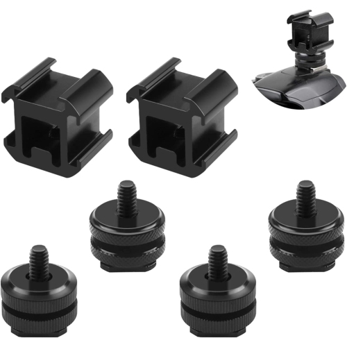 6 Pcs Camera Hot Shoe Mount Adapter, 1/4'-20 Tripod Screw Adapter and Rotary Connector for Tripod Screw to Flash Hot Shoe