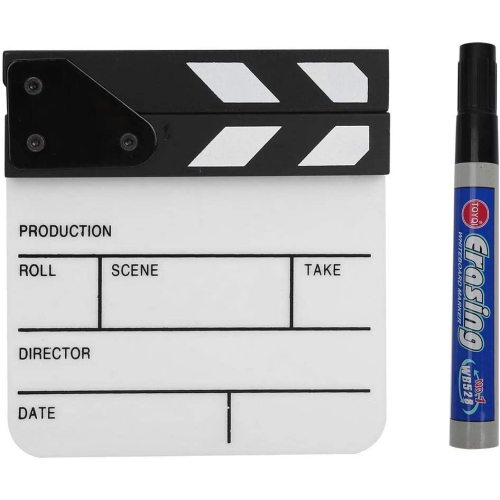 DOLAER  Clap Board, Mini Acrylic Director Scene Clapperboard Classic Movie Film Clap Board \w A Pen, for Shoot Props/advertisement/home