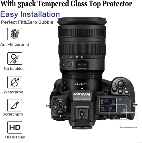 LCD +TOP Screen Protector Compatible for Nikon Z9 Z 9 Camera, Anti-scratch Tempered Glass Hard Protective Film Cover Hot Show Level include(3+3+2pack)