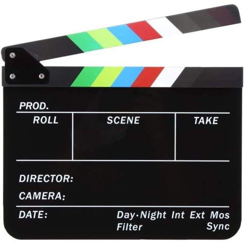 Movie Directors Clapboard, Photography Studio Video TV Acrylic Clapper Board Dry Erase Film Slate Cut Action Scene Clapper with a Magnetic Blackboard