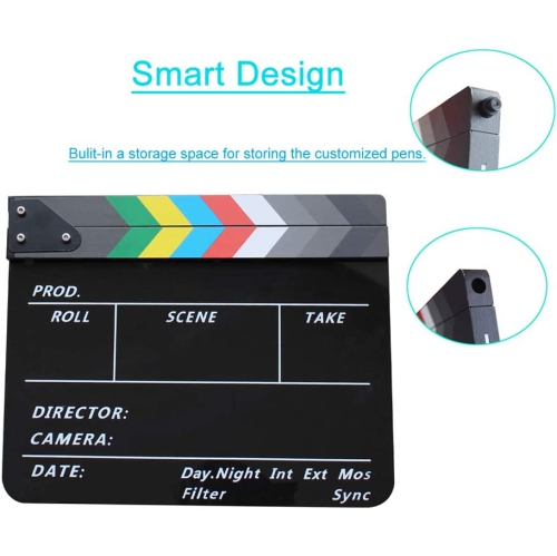 Movie Directors Clapboard, Photography Studio Video TV Acrylic Clapper Board Dry Erase Film Slate Cut Action Scene Clapper with a Magnetic Blackboard