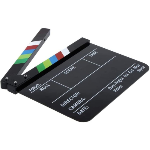 Movie Directors Clapboard, Photography Studio Video TV Acrylic Clapper Board Dry Erase Film Slate Cut Action Scene Clapper with a Magnetic Blackboard