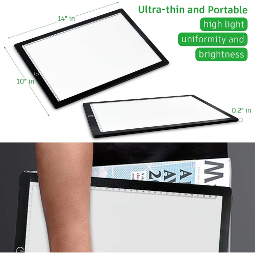 A4 LED Tracing Light Box, Ultra-thin Drawing Light Table Portable Light Board, Tracer Light Pad USB Power Cable Dimmable Brightness Artcraft Tracing Light Box For Artists,Dr