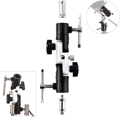 RivenAn 3-Section U-Shape Type Swivel Flash Bracket for Umbrella Holder Adapter Mount Light Stand Compatible with DSLR Cameras Speedlight