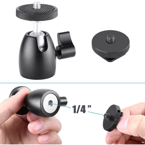 Mini Ball Head with Lock and Hot Shoe Adapter Camera Cradle