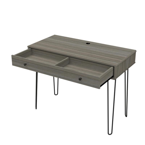 Inval America 1 Drawer Computer Desk with Hairpin Legs in Gray Smoke