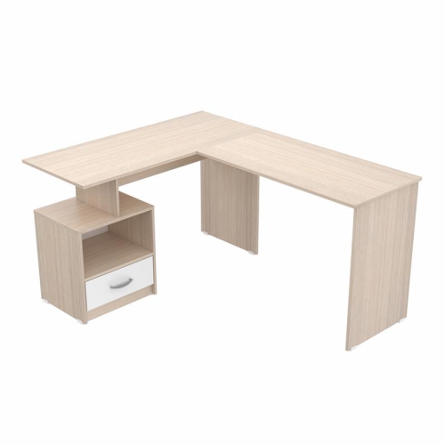 INVAL AMERICA Inval Merlin L-Shape Computer Desk With Cubby In Maple And White