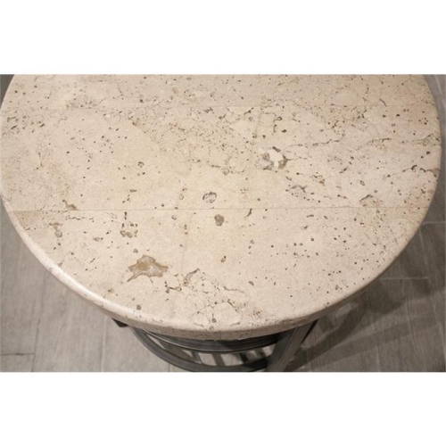 Bowery Hill Contemporary 22" Round Stone Top Storage End Table