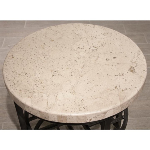 Bowery Hill Contemporary 22" Round Stone Top Storage End Table