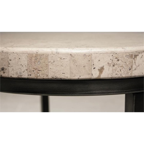 Bowery Hill Contemporary 22" Round Stone Top Storage End Table
