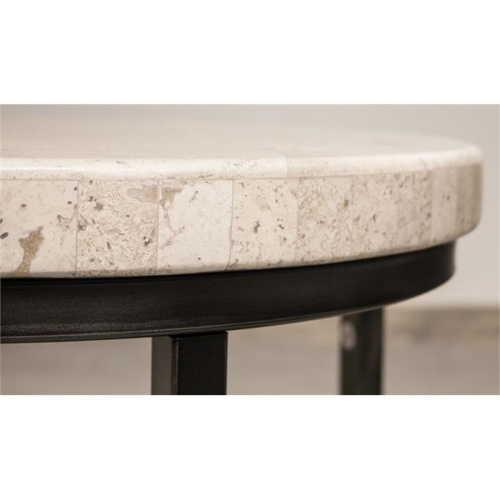 Bowery Hill Contemporary 22" Round Stone Top Storage End Table