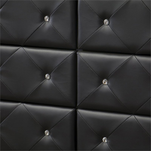 Bowery Hill Mid-Century 6 Drawer Faux Leather Double Dresser in Black