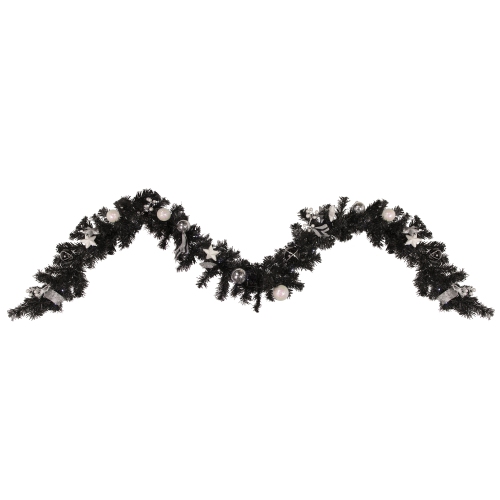 Pre-Lit Battery Operated Black Pine Artificial Christmas Garland - 9' x 6" - Cool White LED Lights