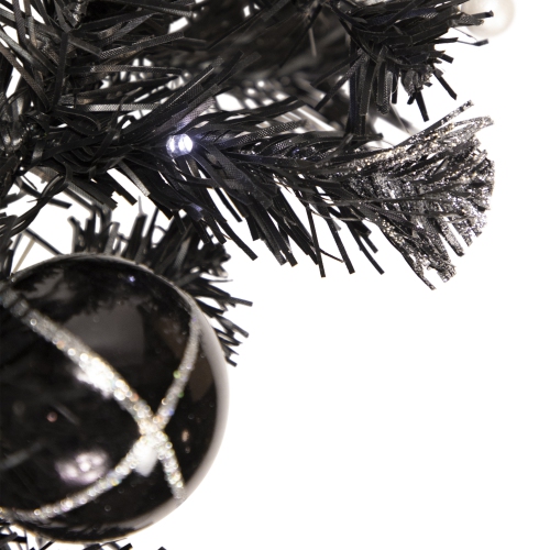 Pre-Lit Battery Operated Black Pine Artificial Christmas Garland - 9' x 6" - Cool White LED Lights