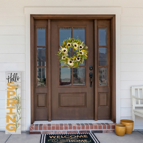 24" Beige Sunflowers Artificial Fall Harvest Wreath