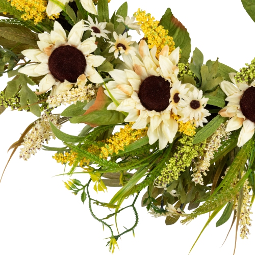 24" Beige Sunflowers Artificial Fall Harvest Wreath