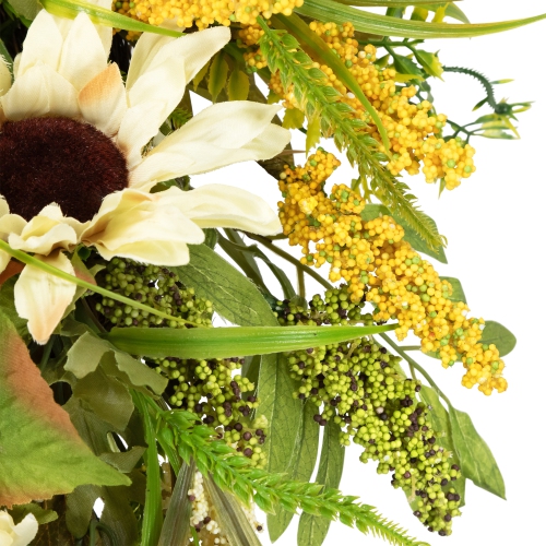 24" Beige Sunflowers Artificial Fall Harvest Wreath