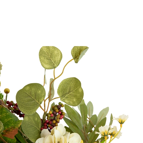 Pumpkins and Berries Artificial Fall Harvest Twig Wreath, 24-Inch, Unlit